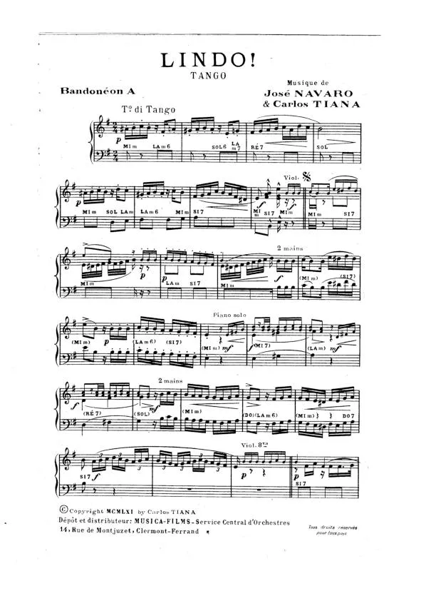 télécharger la partition d'accordéon Lindo (Tango) au format PDF