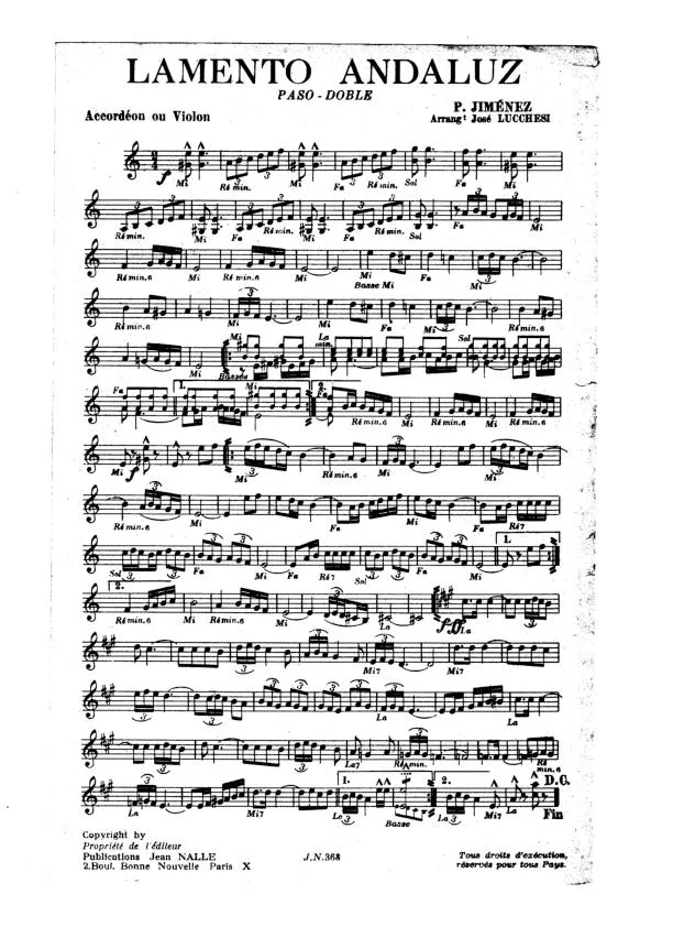 télécharger la partition d'accordéon Lamento Andaluz (Paso Doble) au format PDF