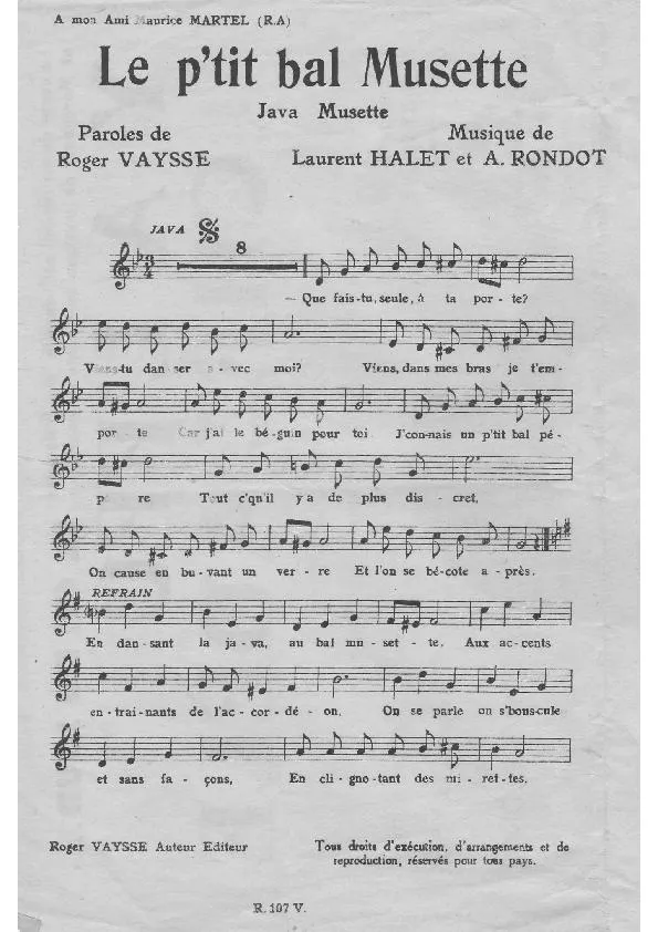 télécharger la partition d'accordéon Le p'tit bal musette (Java Musette) au format PDF
