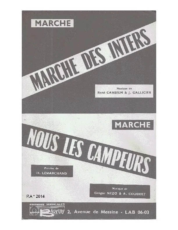 télécharger la partition d'accordéon Marche des Inters (Orchestration Complète) au format PDF