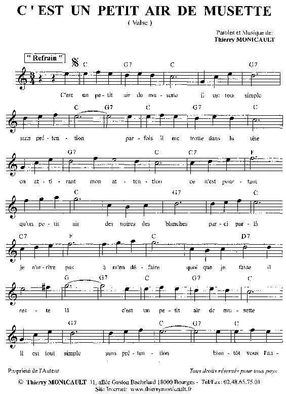 télécharger la partition d'accordéon C'est un petit air de musette (Valse Chantée) au format PDF