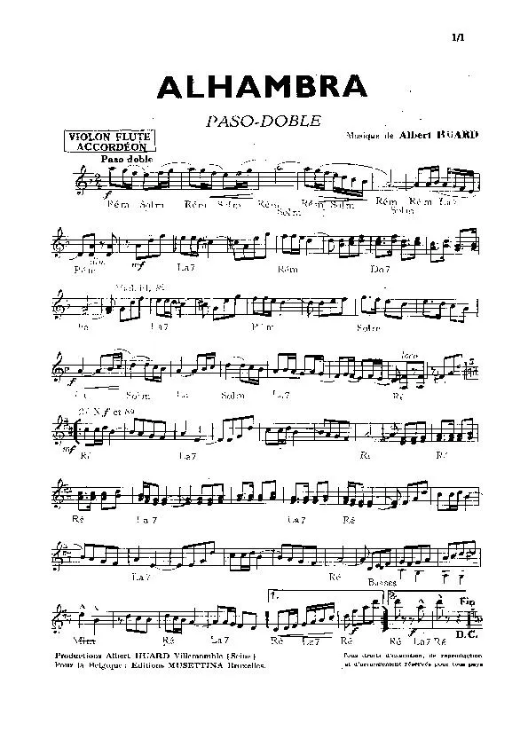 télécharger la partition d'accordéon Alhambra (Paso Doble) au format PDF