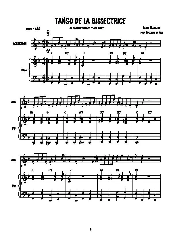 télécharger la partition d'accordéon Tango de la bissectrice (ou Comment trouver le bon angle) au format PDF