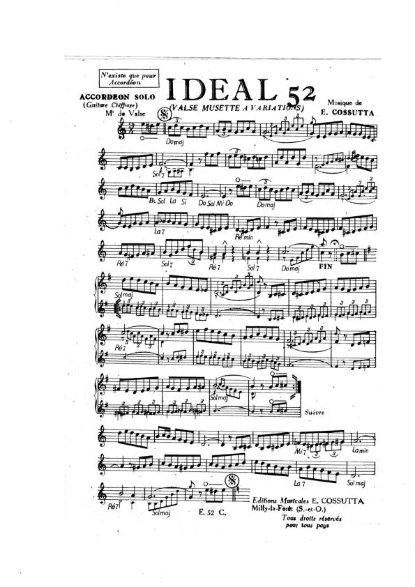télécharger la partition d'accordéon Idéal 52 (Valse Musette à Variations) au format PDF