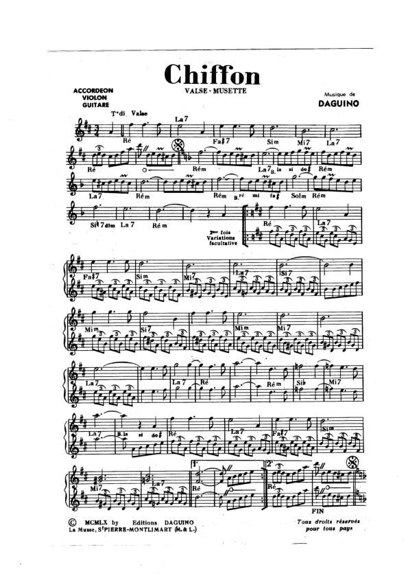 télécharger la partition d'accordéon Chiffon (Valse Musette) au format PDF