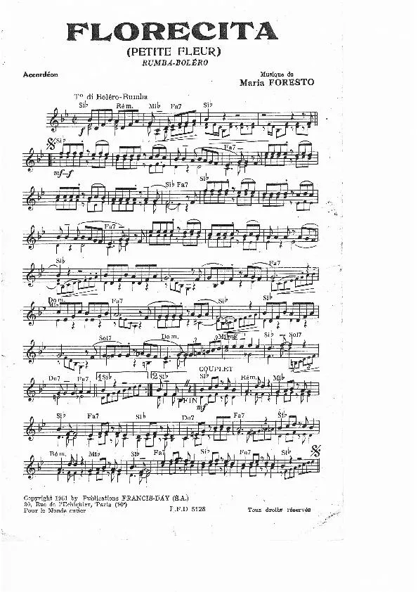 télécharger la partition d'accordéon Florecita (Petite fleur) (Rumba Boléro) au format PDF