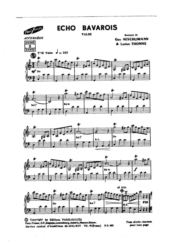 télécharger la partition d'accordéon Echo Bavarois (Valse) au format PDF