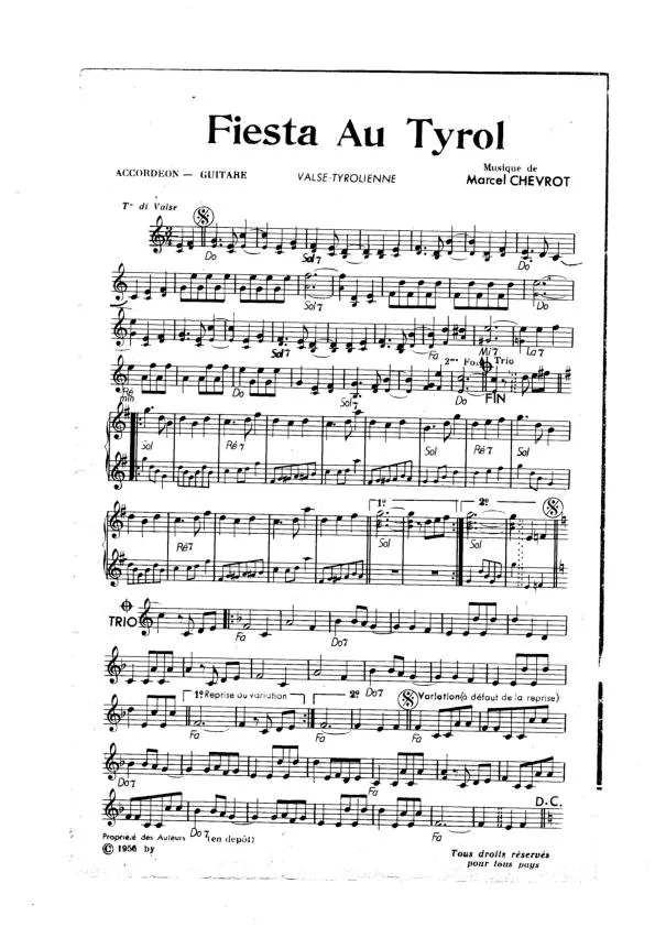 télécharger la partition d'accordéon Fiesta au Tyrol (Valse Tyrolienne) au format PDF