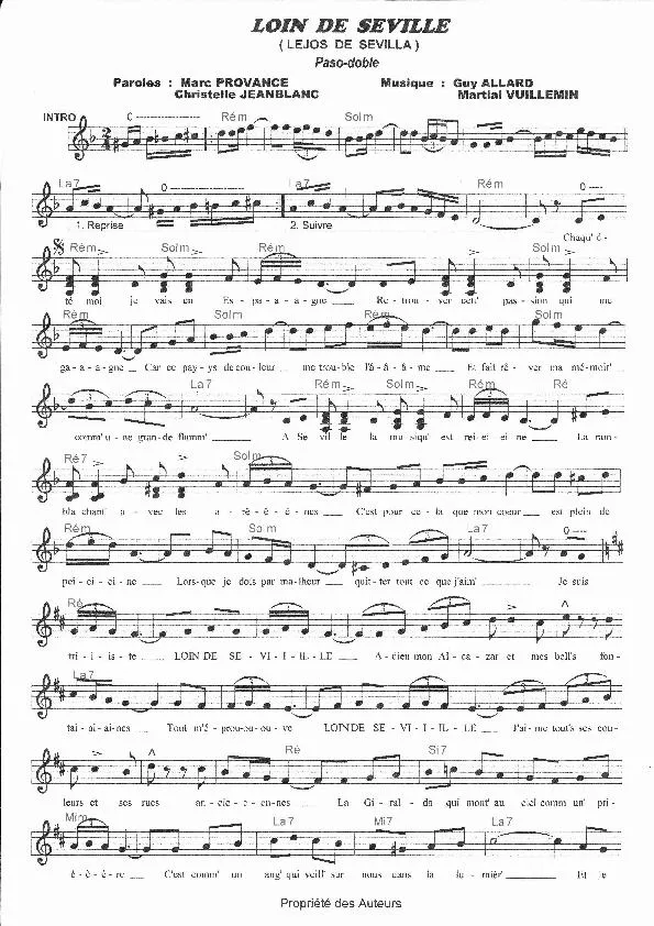 télécharger la partition d'accordéon Loin de Séville (Lejos del Sevilla) (Paso Doble) au format PDF