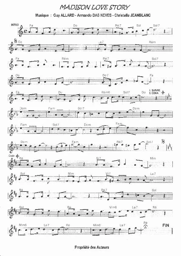 télécharger la partition d'accordéon Madison love story au format PDF