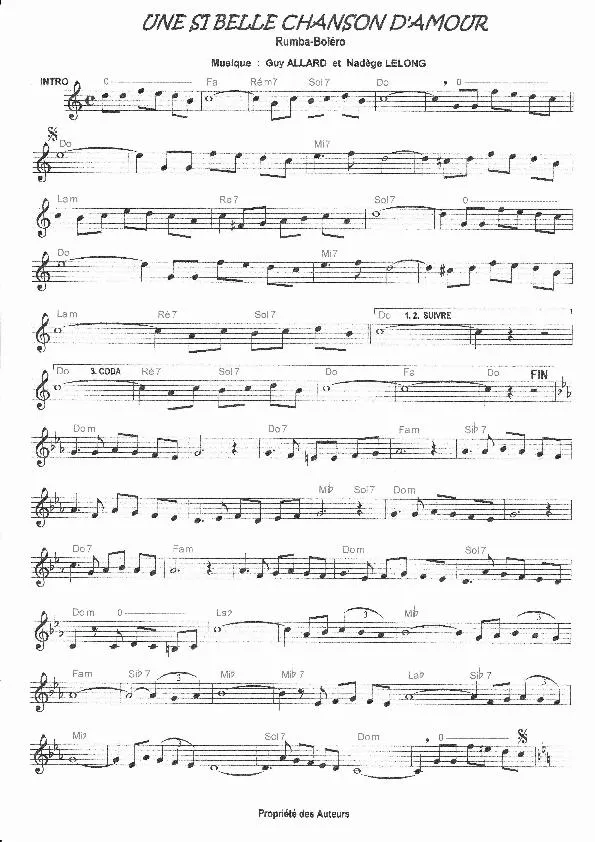 télécharger la partition d'accordéon Une si belle chanson d'amour (Rumba Boléro) au format PDF