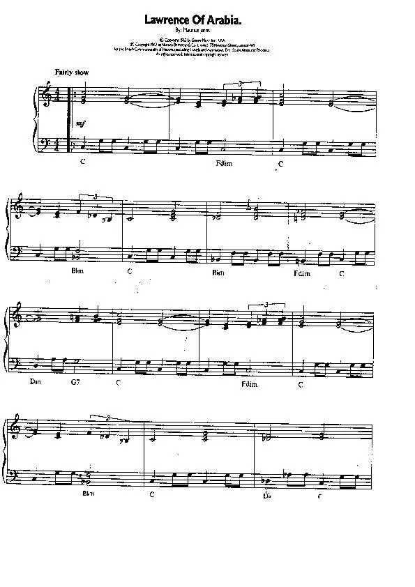 télécharger la partition d'accordéon Lawrence of Arabia au format PDF