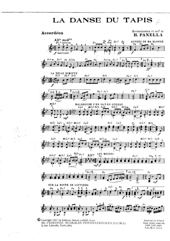 télécharger la partition d'accordéon La danse du tapis (Pot Pourri de Marches) au format PDF