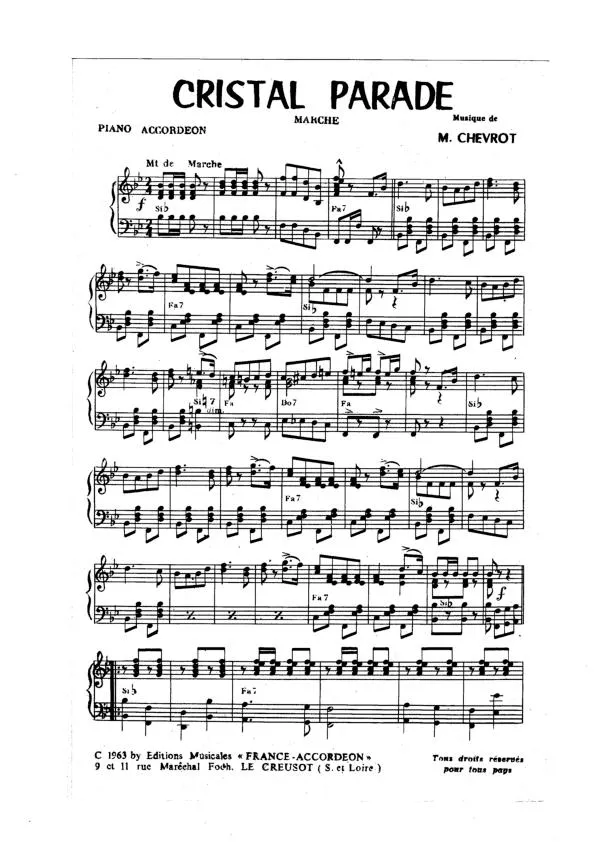télécharger la partition d'accordéon Cristal Parade (Marche) au format PDF