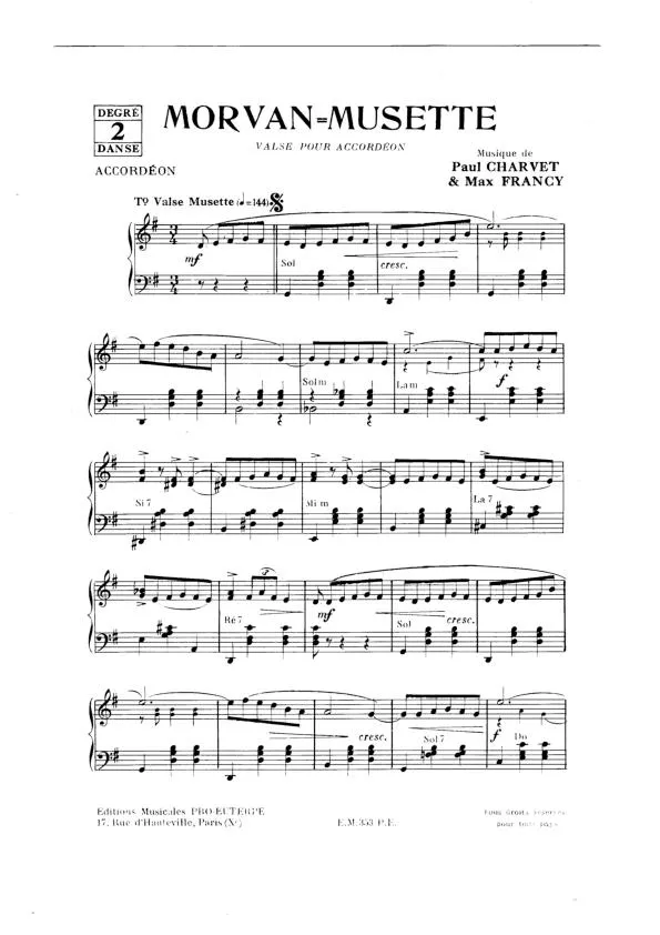 télécharger la partition d'accordéon Morvan Musette (Valse) au format PDF
