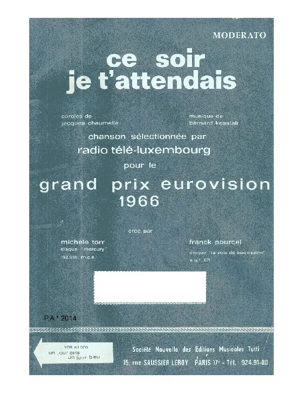 télécharger la partition d'accordéon Ce soir Je t'attendais au format PDF