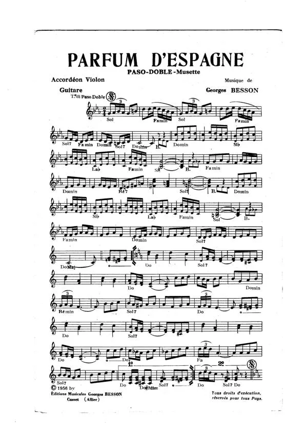 télécharger la partition d'accordéon Parfum d'Espagne (Paso Doble Musette) au format PDF
