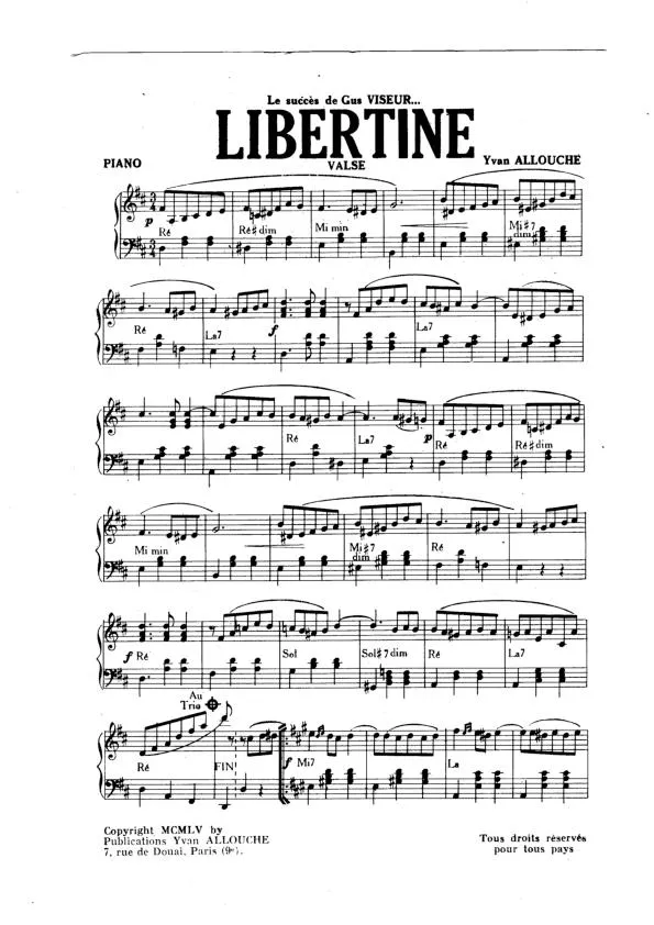 télécharger la partition d'accordéon Libertine (Valse) au format PDF