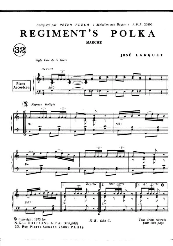 télécharger la partition d'accordéon Régiment's Polka au format PDF