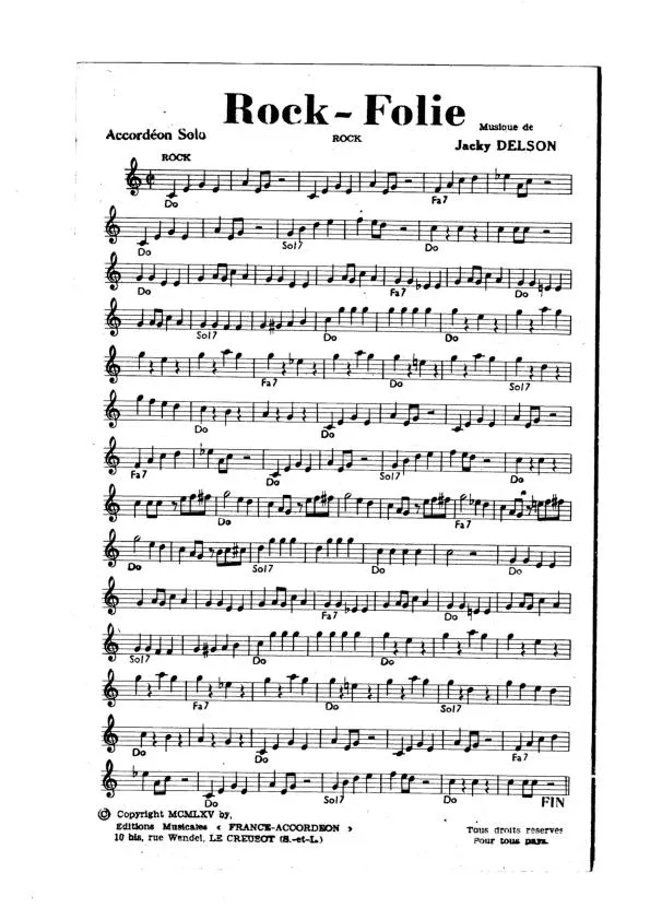 télécharger la partition d'accordéon Rock Folie au format PDF