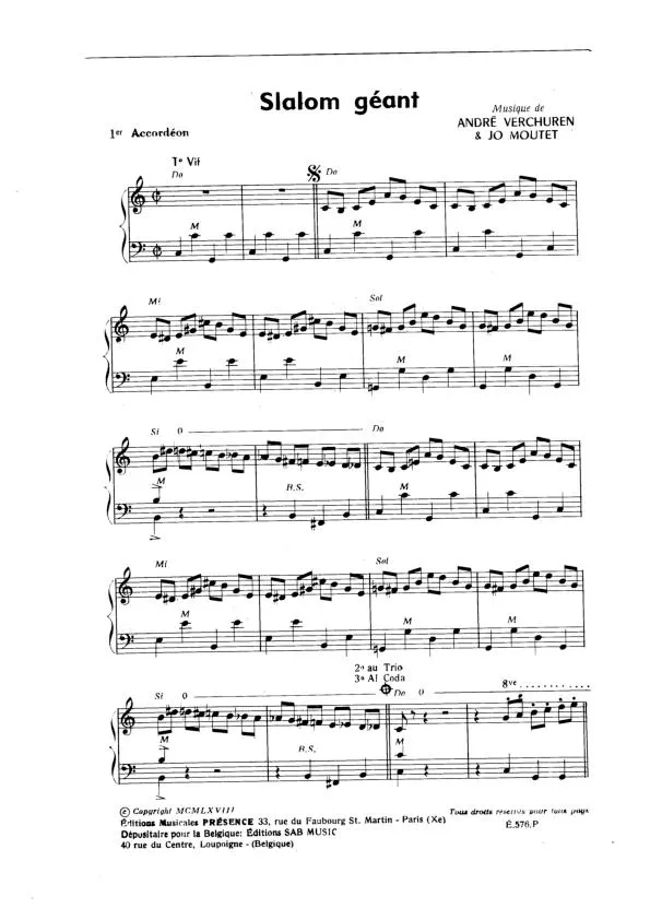 télécharger la partition d'accordéon Slalom Géant (1er Accordéon) au format PDF