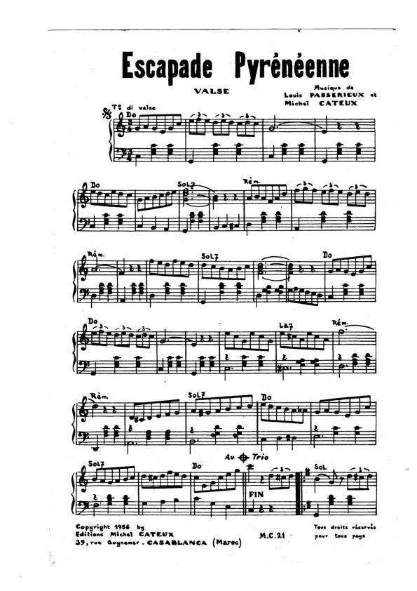 télécharger la partition d'accordéon Escapade Pyrénéenne (Valse) au format PDF