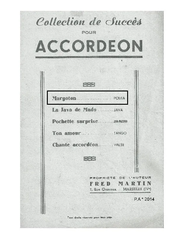 télécharger la partition d'accordéon Margoton (Polka) au format PDF