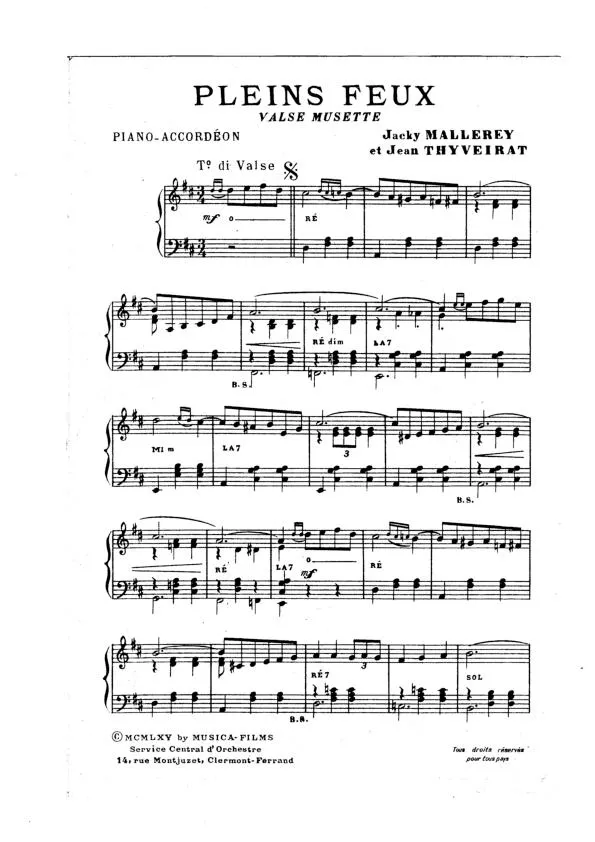 télécharger la partition d'accordéon Pleins Feux (Valse Musette) au format PDF