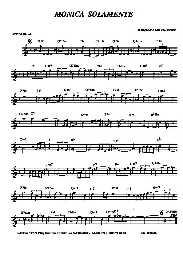 télécharger la partition d'accordéon Monica Solamente (Bossa Nova)  au format PDF