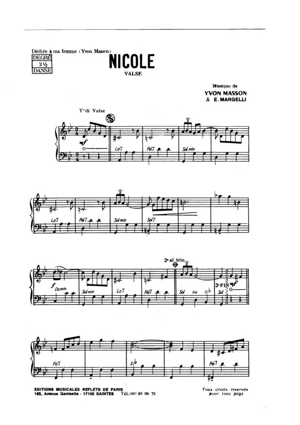 télécharger la partition d'accordéon Nicole (Valse) au format PDF