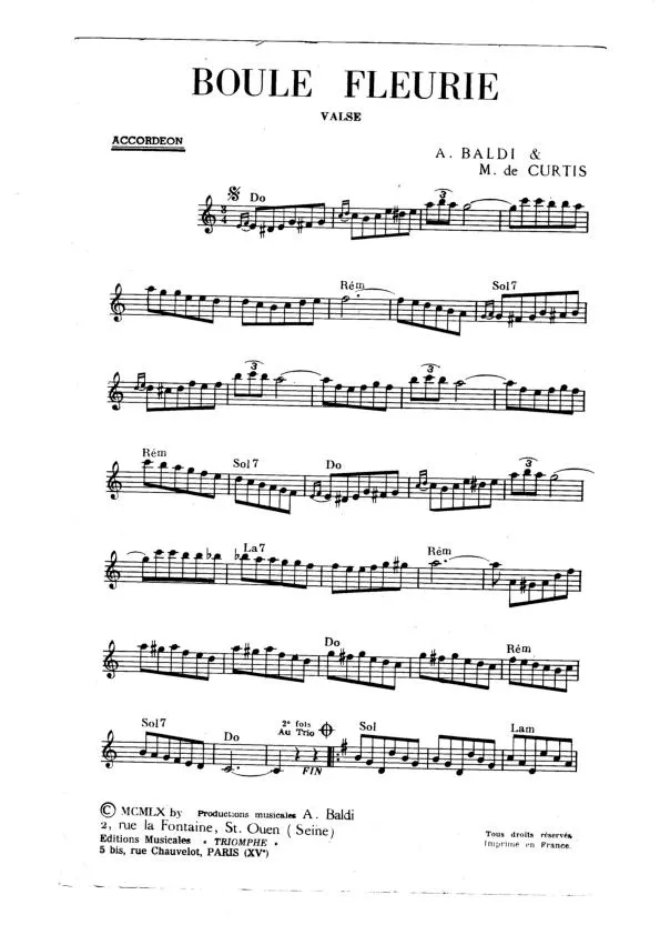 télécharger la partition d'accordéon Boule Fleurie (Valse) au format PDF