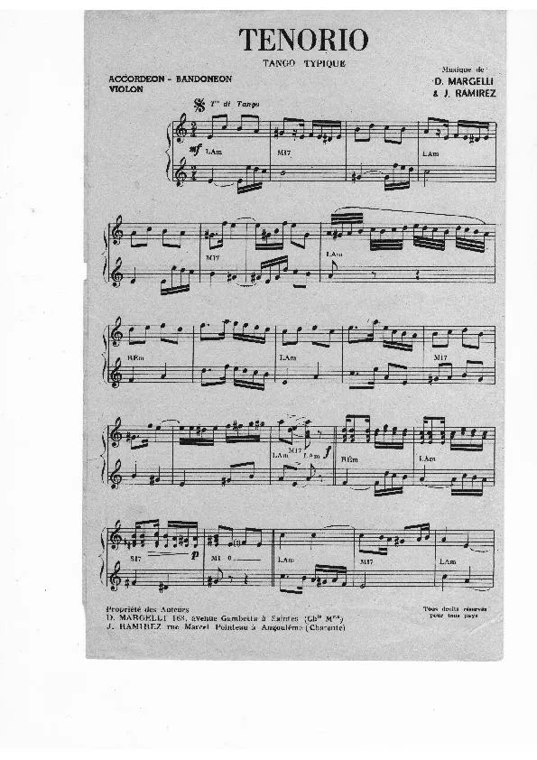 télécharger la partition d'accordéon Tenorio (Tango) au format PDF