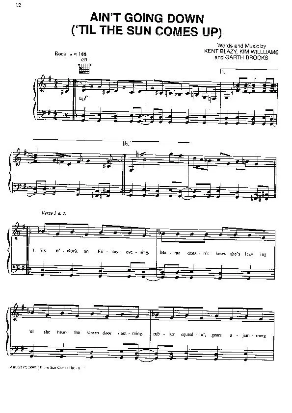 télécharger la partition d'accordéon Ain't going down (Til the sun comes up) (Rock) au format PDF