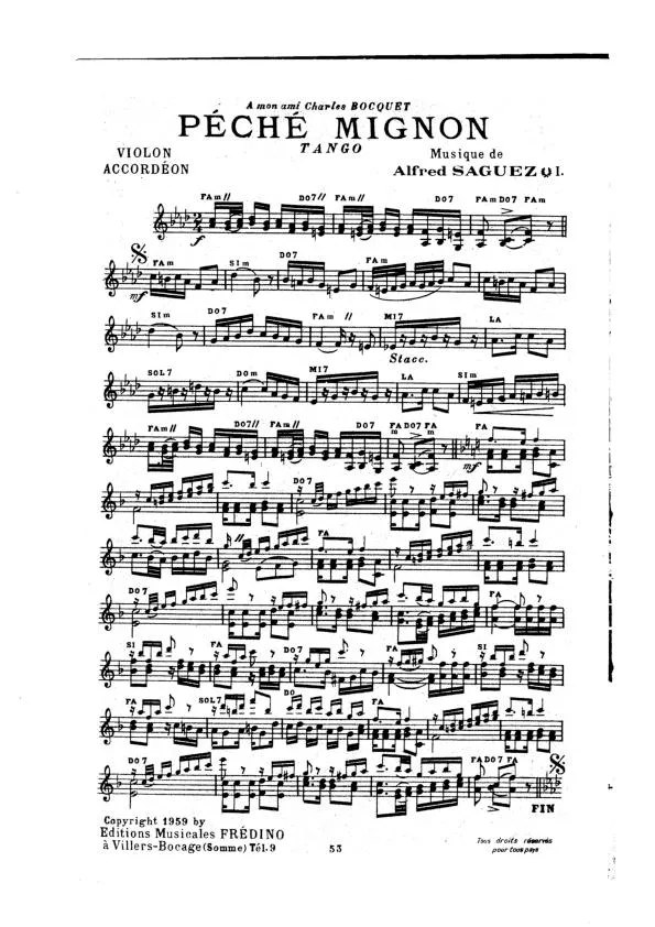 télécharger la partition d'accordéon Péché Mignon (Tango) au format PDF