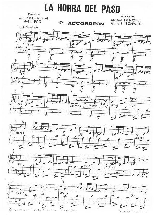 télécharger la partition d'accordéon La horra del paso (2ème Accordéon) (Paso Doble)  au format PDF
