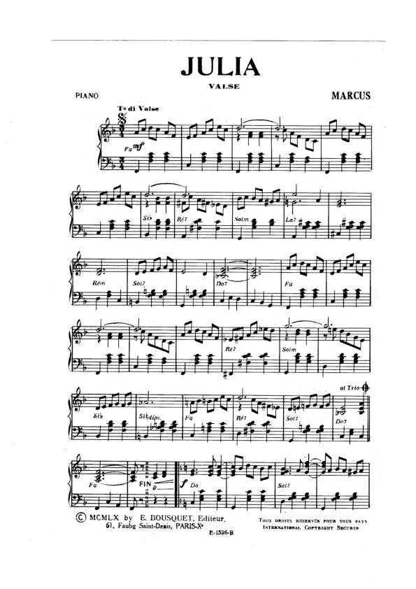 télécharger la partition d'accordéon Julia (Valse) au format PDF