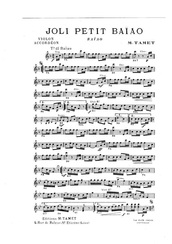 télécharger la partition d'accordéon Joli petit baïao (Orchestration Complète) au format PDF