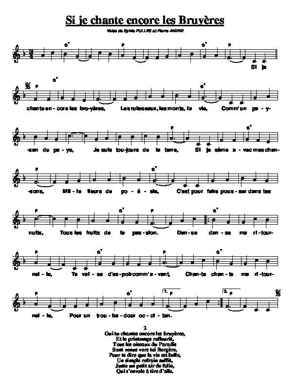 télécharger la partition d'accordéon Si je chante encore les bruyères (Valse) au format PDF