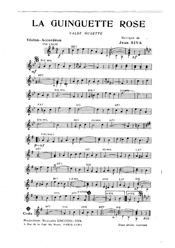 télécharger la partition d'accordéon La guinguette rose (Valse Musette) au format PDF