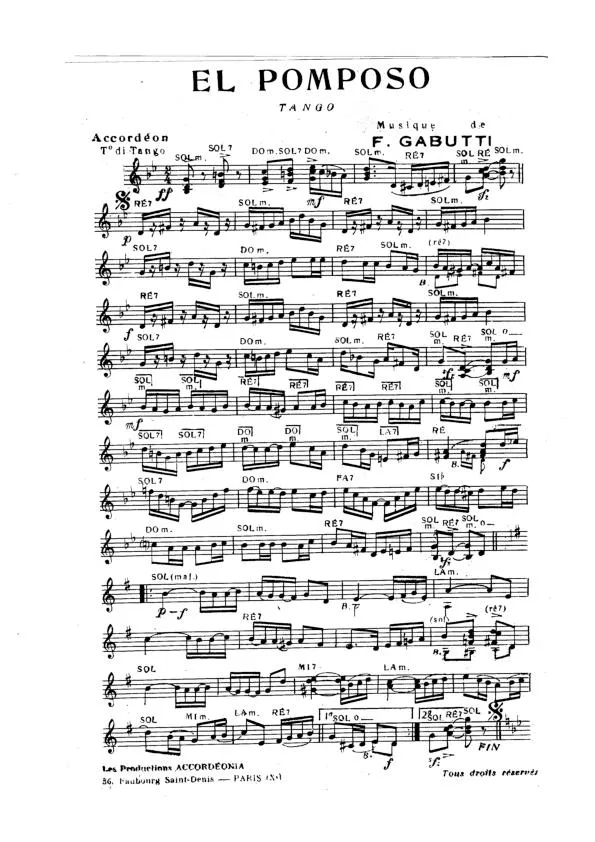 télécharger la partition d'accordéon El Pomposo (Orchestration Complète) (Tango) au format PDF
