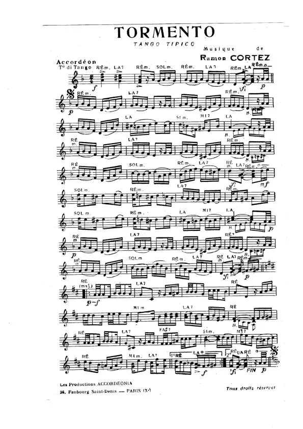 télécharger la partition d'accordéon Tormento (Orchestration Complète) (Tango Typique) au format PDF