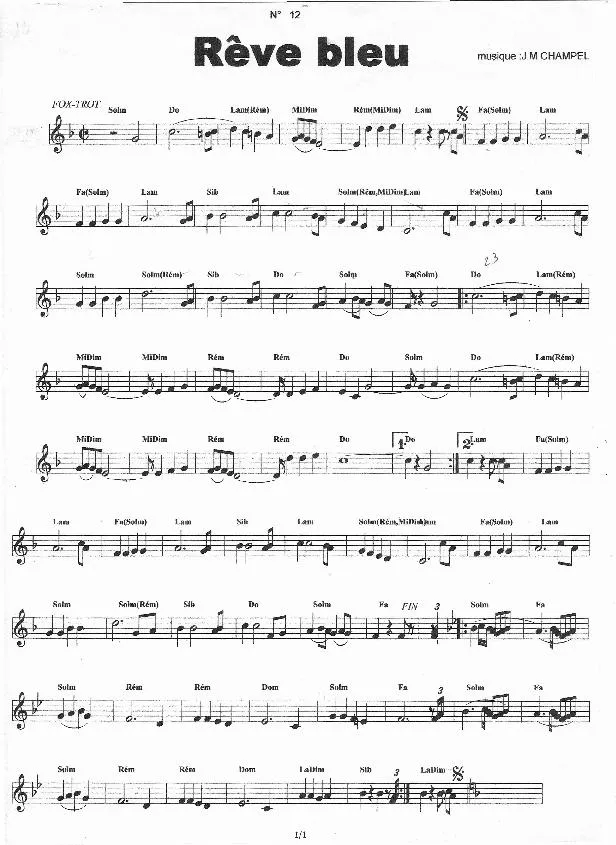 télécharger la partition d'accordéon Rêve Bleu (Fox Trot) au format PDF