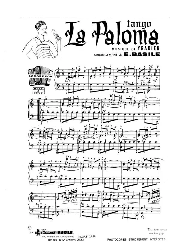 télécharger la partition d'accordéon La Paloma (Tango) au format PDF