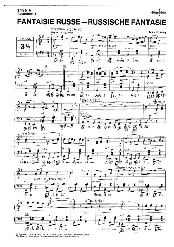 télécharger la partition d'accordéon Fantaisie Russe (Russische Fantasie) (1er + 2ème Accordéon) au format PDF