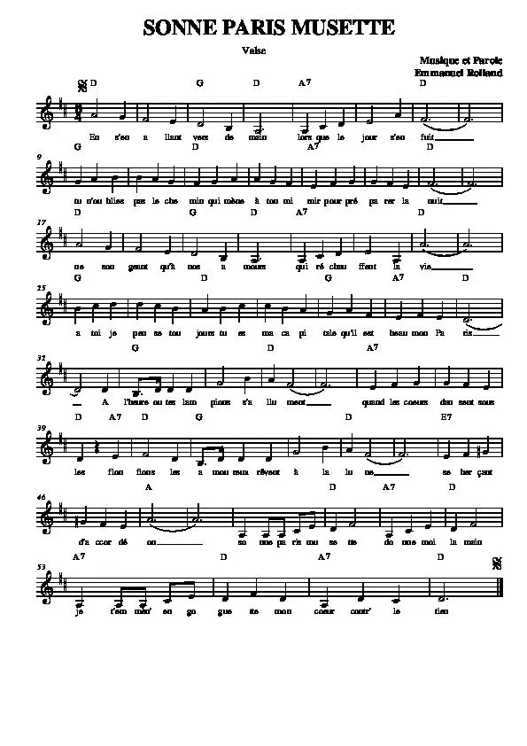 télécharger la partition d'accordéon Sonne Paris Musette (Valse) au format PDF