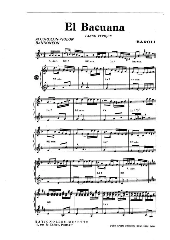 télécharger la partition d'accordéon El Bacuana (Duo d'Accordéons) (Tango Typique) au format PDF