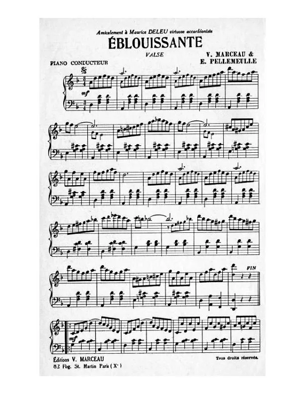 télécharger la partition d'accordéon Eblouissante (Valse) au format PDF