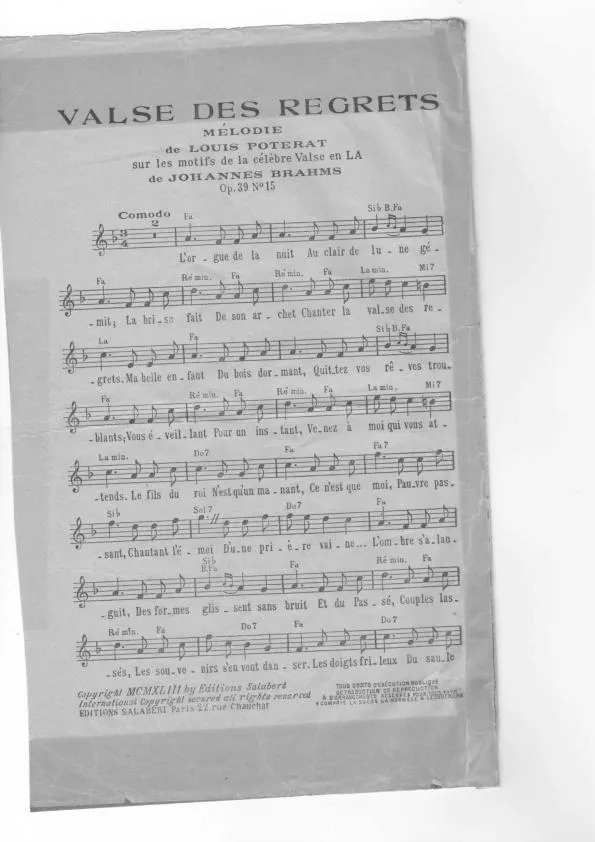 télécharger la partition d'accordéon Valse des regrets (Sur les motifs de la célèbre valse de Johannes Brahms) au format PDF