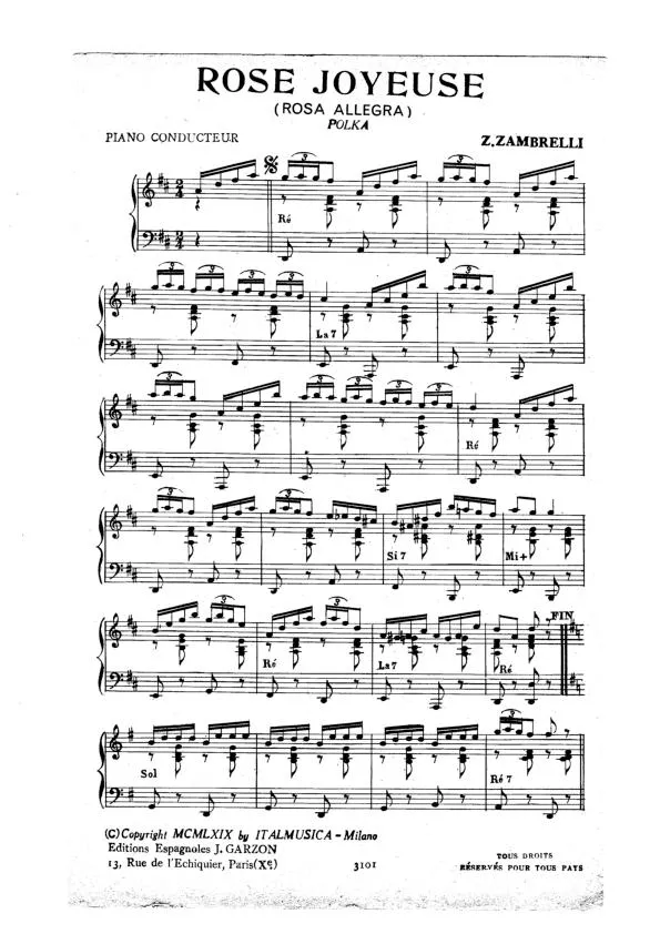 télécharger la partition d'accordéon Rose Joyeuse (Rosa Allegra) (Piano Conducteur) (Polka) au format PDF