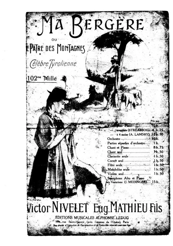 télécharger la partition d'accordéon Ma bergère (Pâtre des montagnes) au format PDF